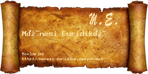 Ménesi Euridiké névjegykártya